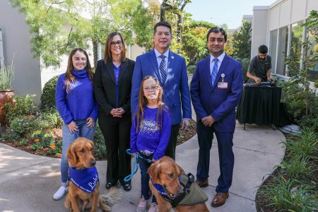 Vicki Jones and daughters at a recent Bakersfield press conference with Central Valley Rep. TJ Cox and endocrinologist Dr. Harshit Shah.